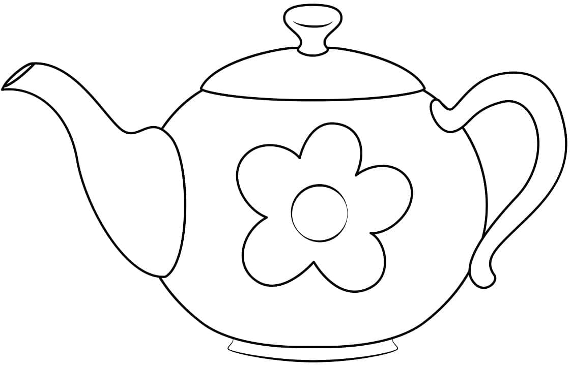 Teapot with Flower Coloring Page