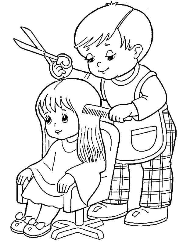 The Barber Kid Coloring Page