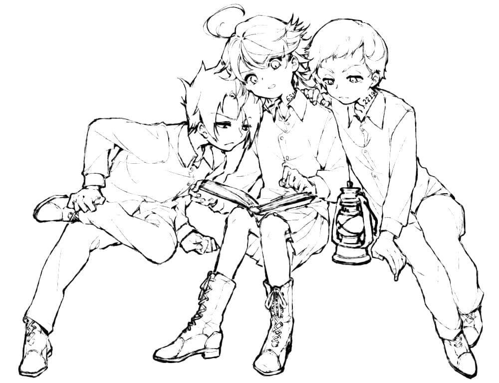 The Promised Neverland Sketch Coloring Page