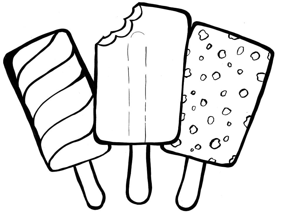 Three Popsicles Coloring Page
