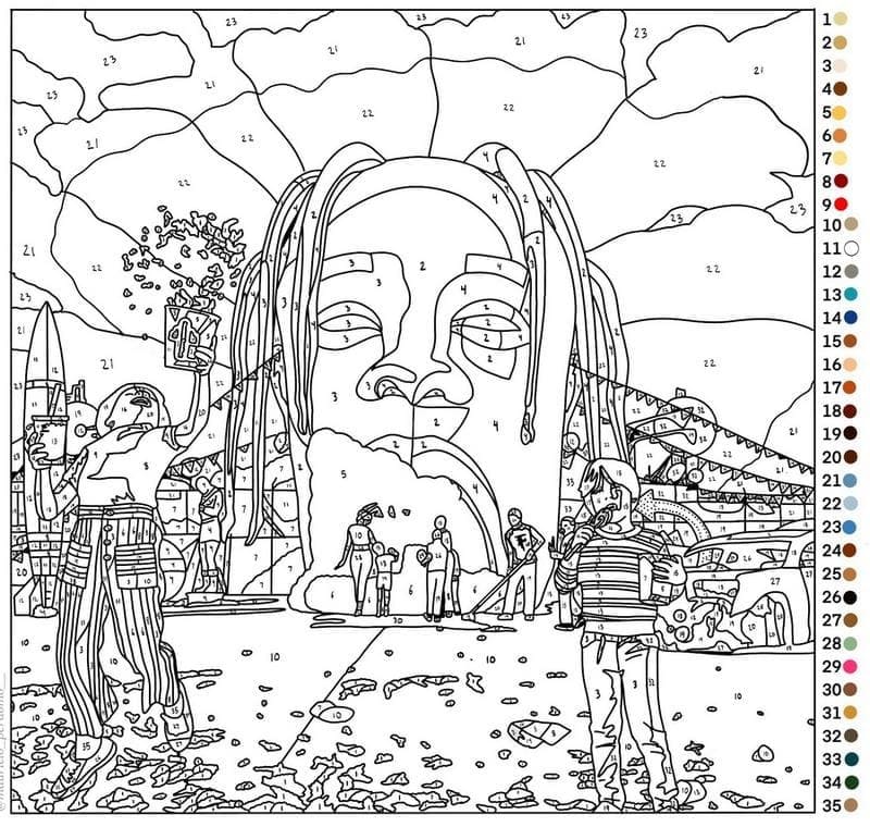 Travis Scott Color By Numbers Coloring Page