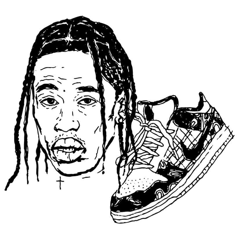 Travis Scott with Nike Coloring Page