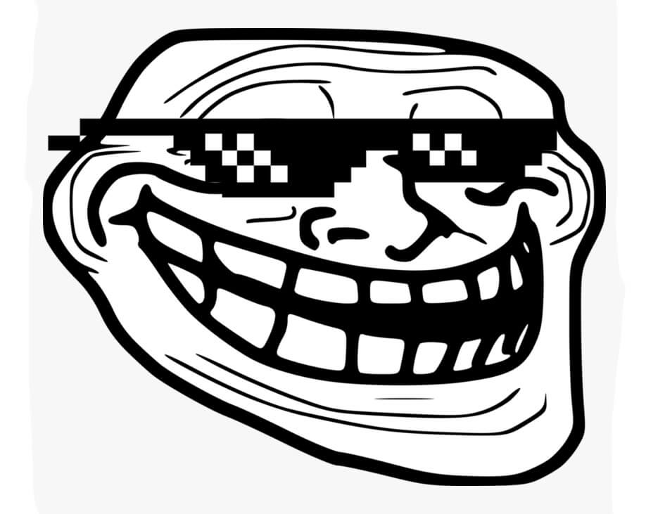 Troll Face with Glasses Coloring Page