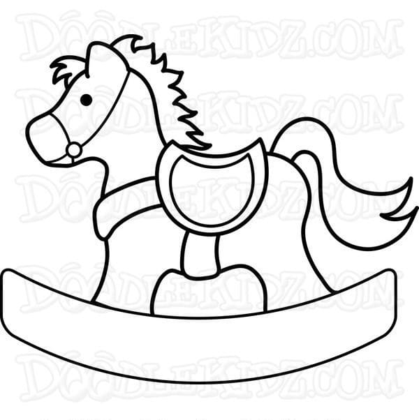 Very Easy Rocking Horse Coloring Page