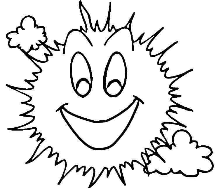 Very Happy Sun Coloring Page