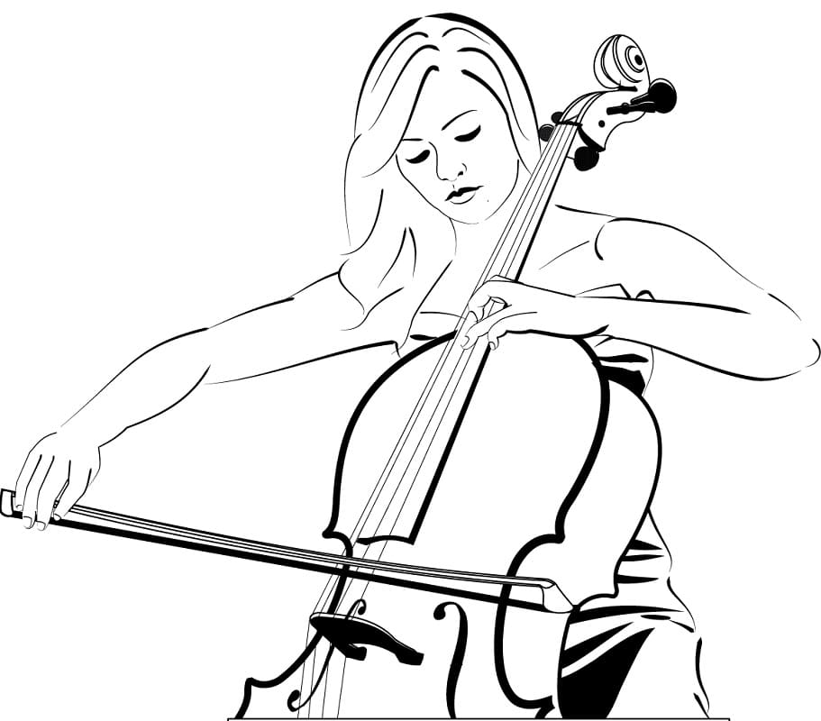 Woman Playing Cello Coloring Page