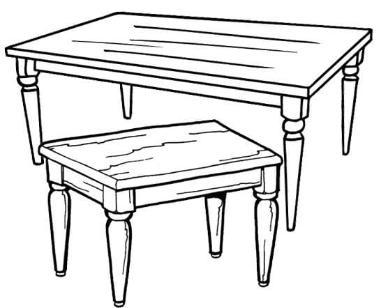Wooden Tables Coloring Page