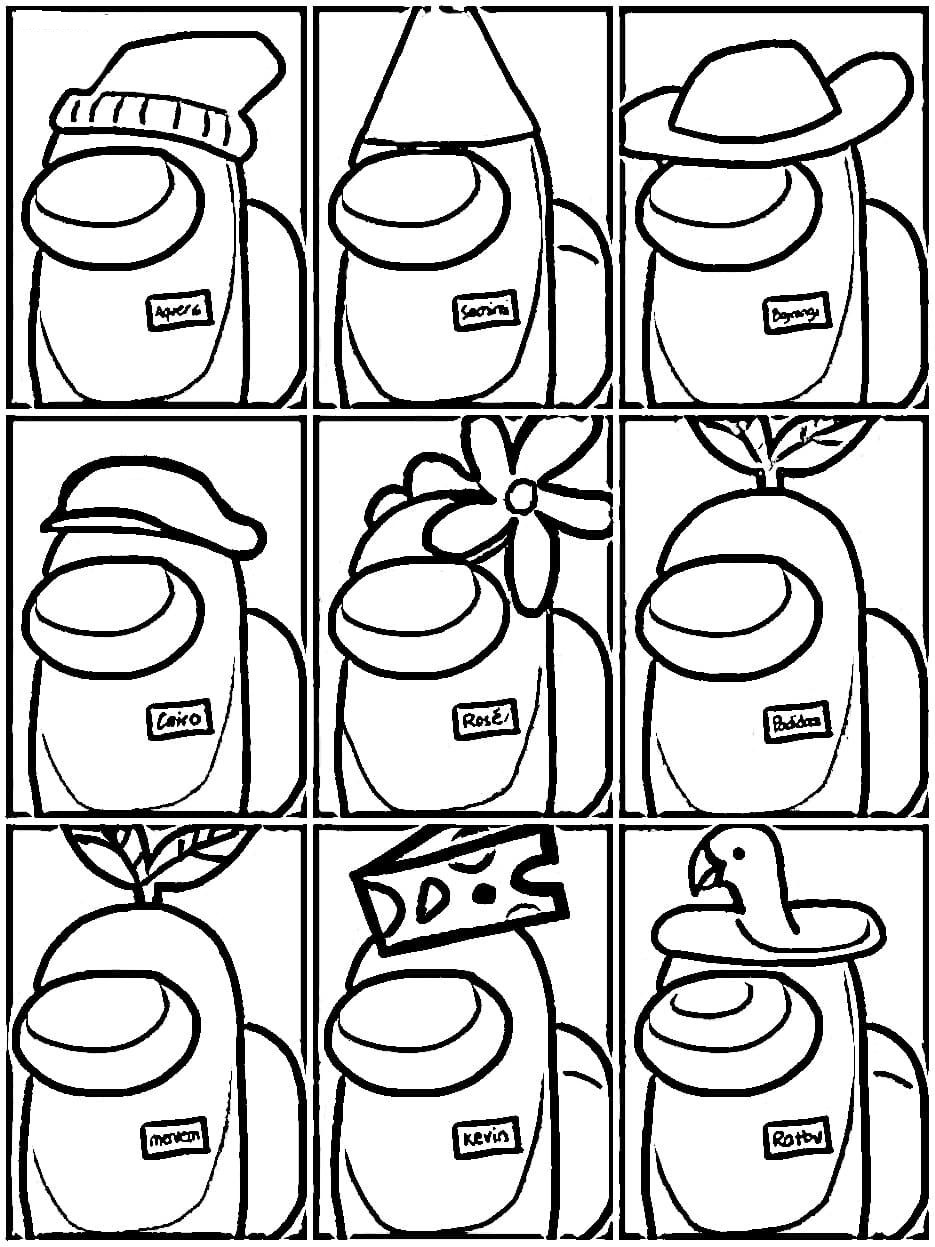 Nine Among Us Coloring Pages   Coloring Cool