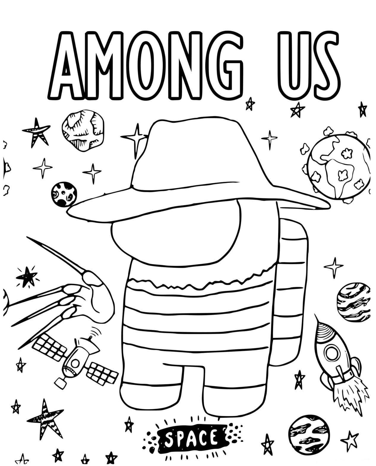 Among Us Space Coloring Pages   Coloring Cool
