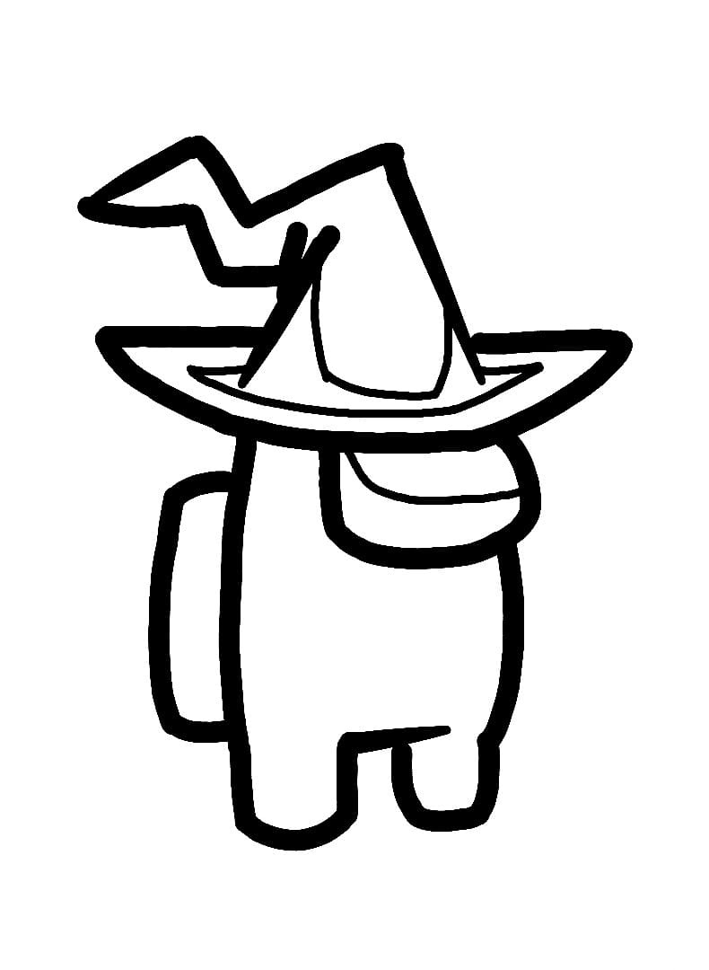 Cool Cool Among Us With Long Hat Coloring Page