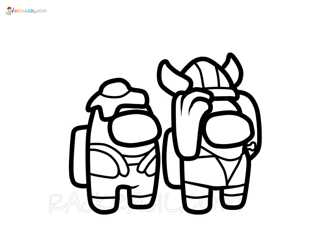 Cool Cool Among Us Couple Friends Coloring Page