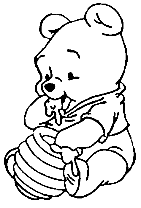 Baby Winnie The Pooh Eating Cool Coloring Page