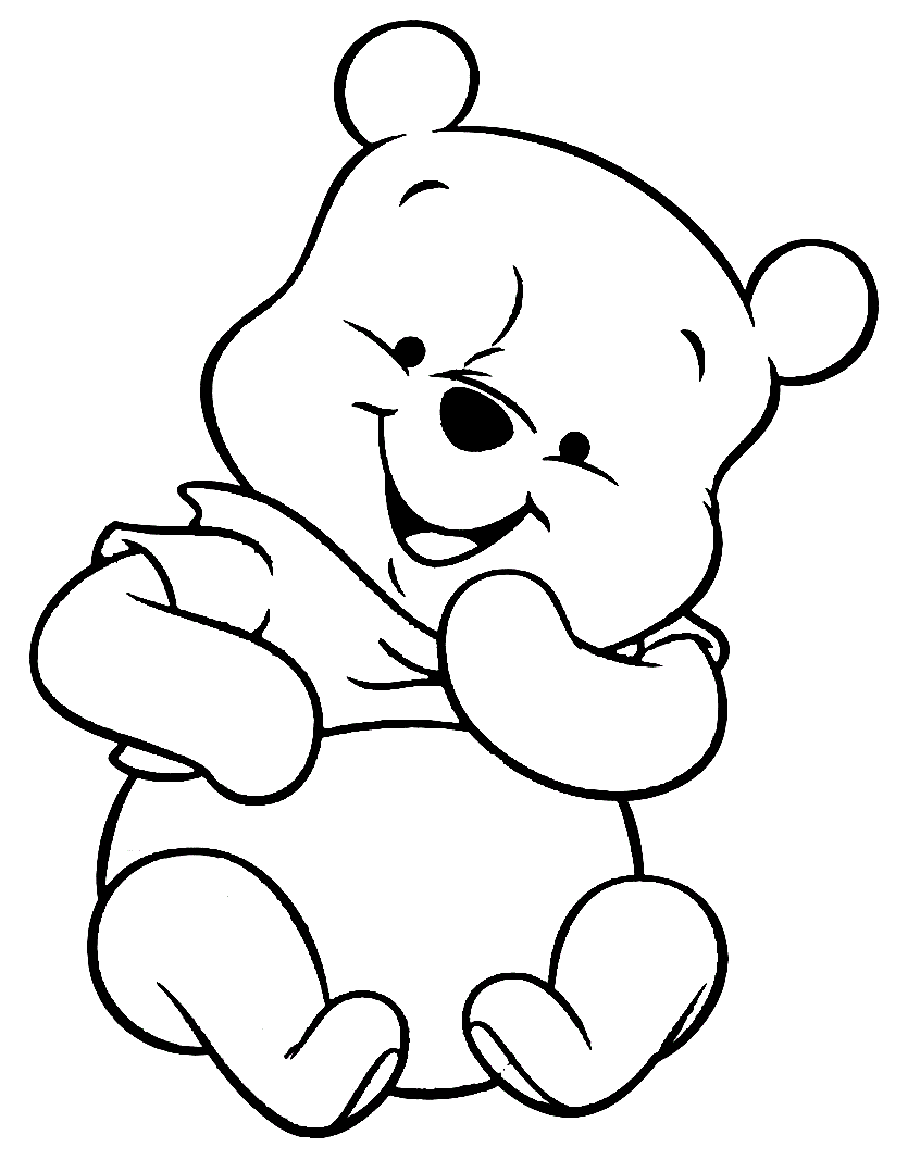 Baby Winnie The Pooh With Smile Cool Coloring Page