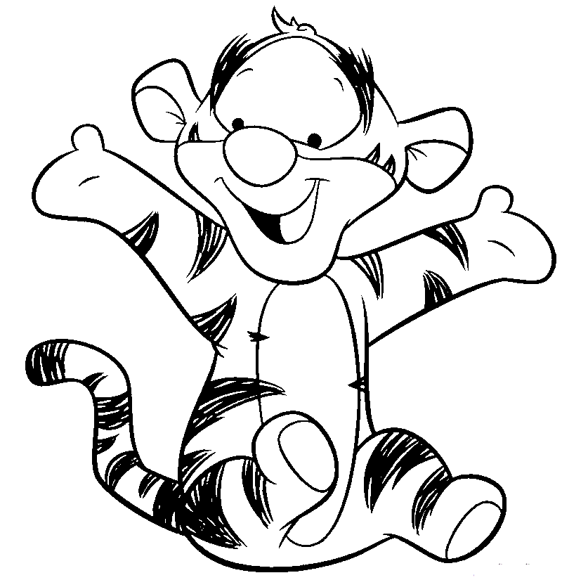 Cool Baby Winnie The Pooh Very Happy Coloring Page