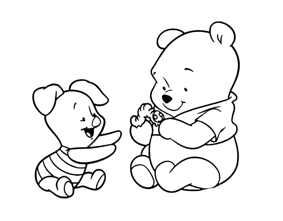 Two Babies Winnie The Pooh Cool Coloring Page