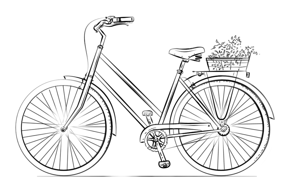 Bicycle Ride Flower Cool Coloring Page
