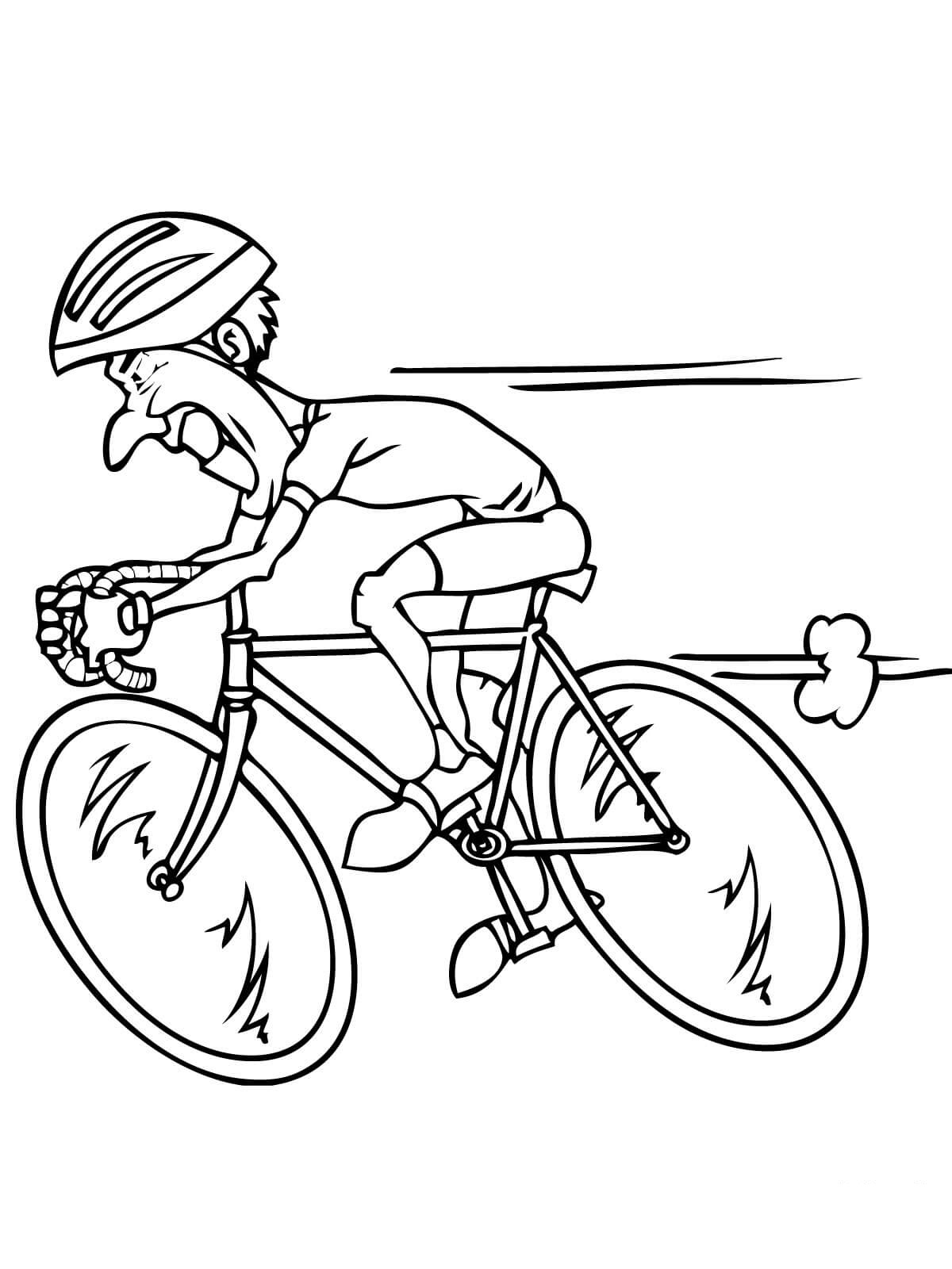 Boy Riding Bicycle Cool Coloring Page