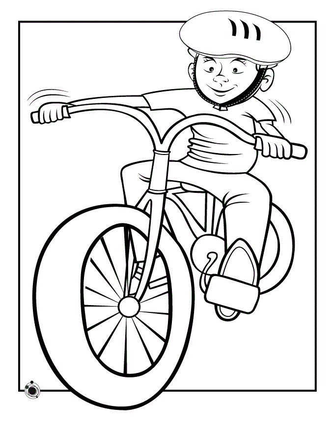 Boy Ride Bicycle Cool Coloring Page