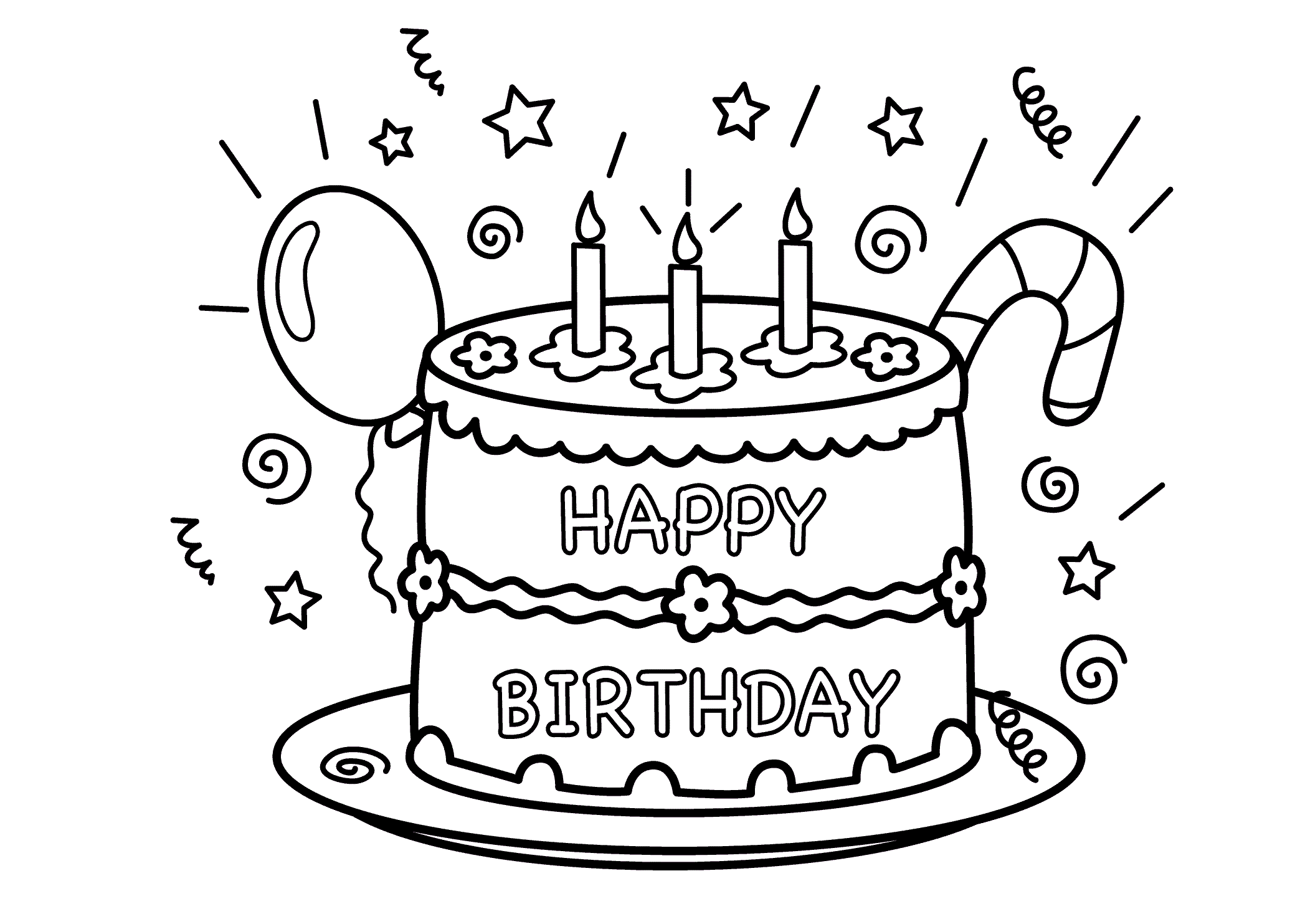 Birthday Cake And Many Stars