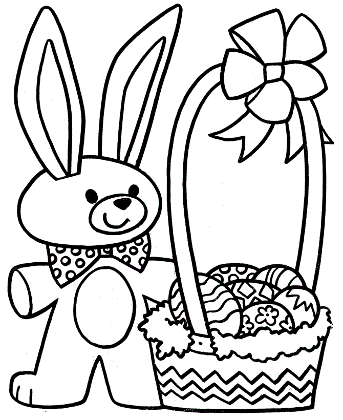 Cool Easter Egg And Flower Basket Coloring Page
