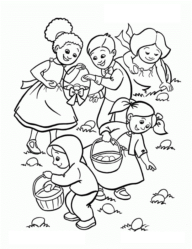 Easter Egg And Friends For Kids Coloring Page