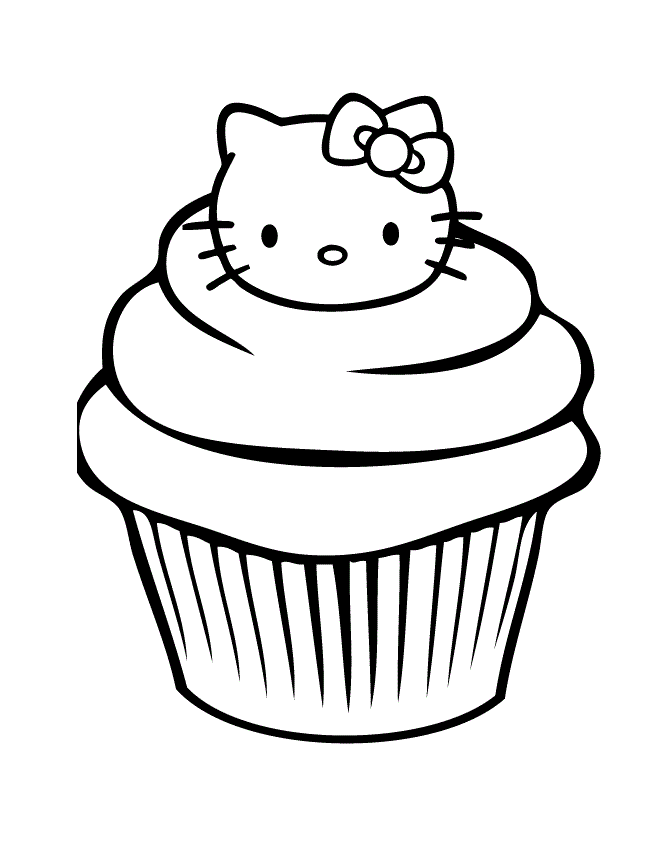 Hello Kitty Cake For Kids Coloring Page