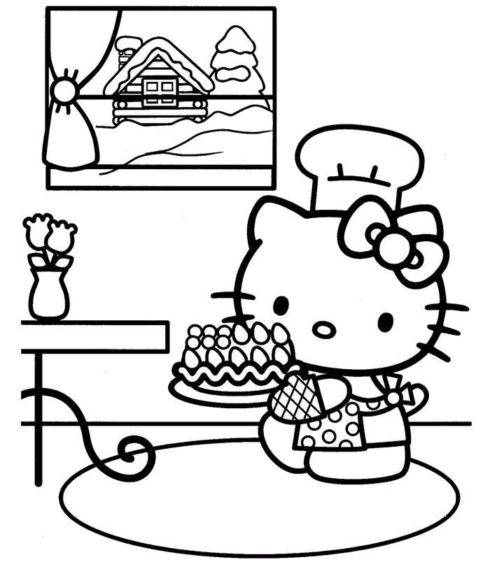 Hello Kitty And Fruits Cool Coloring Page