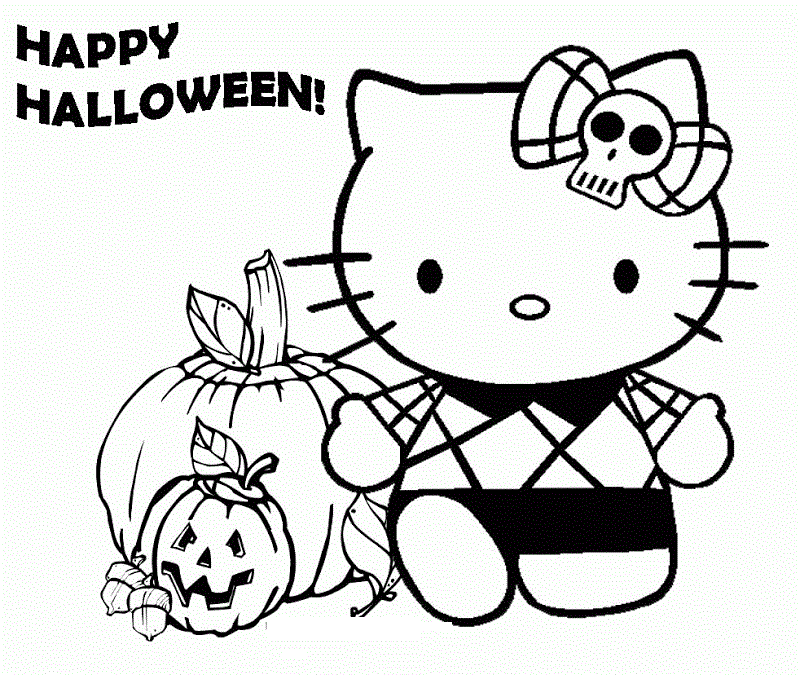 Hello Kitty Happy Halloween Cool Coloring Page