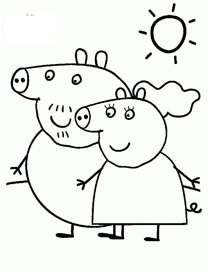 Two Peppa Pig Exposing For Kids Coloring Page
