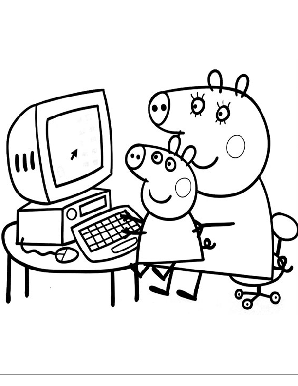 Dad And Poy Peppa Pig Talking Cool Coloring Page