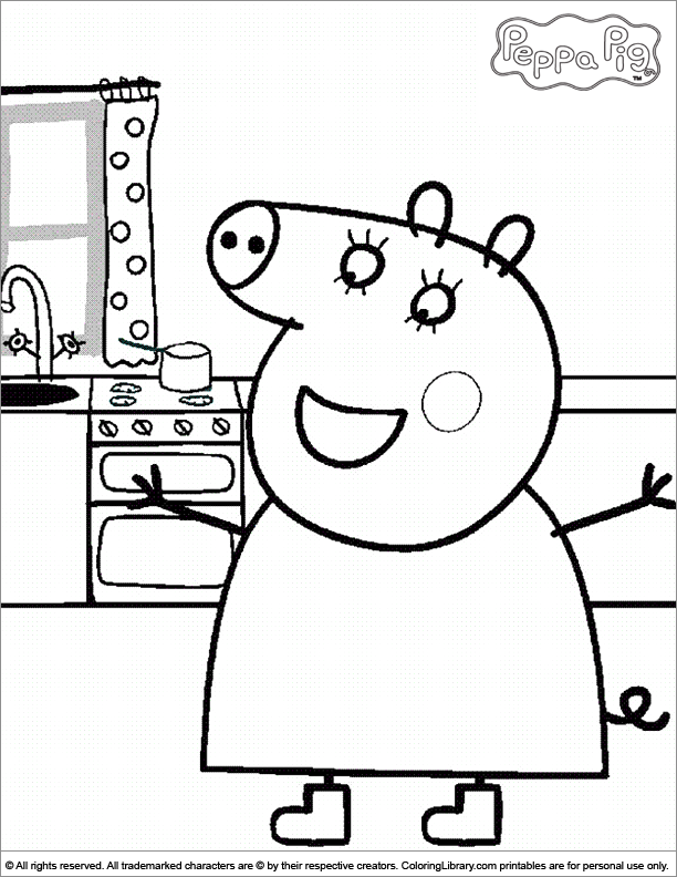 Happy Day With Peppa Pig For Kids Coloring Page