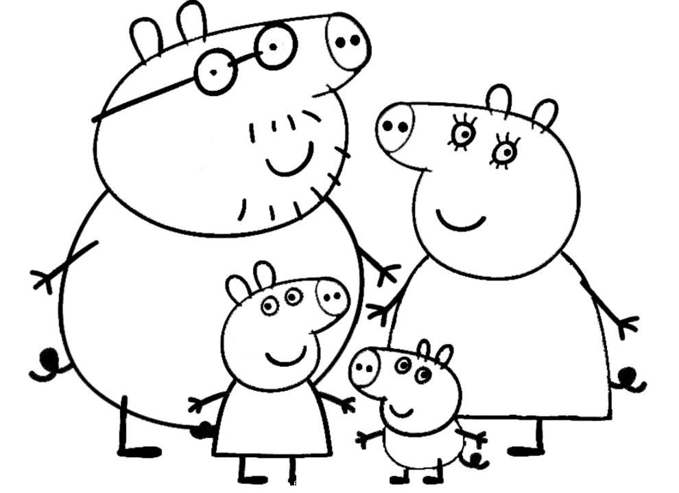 Happy Family Peppa Pig Cool Coloring Page