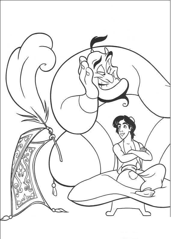 Aladdin And Genie Magic Carpet Coloring Page