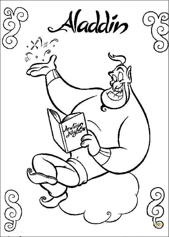 Genie Is Reading Coloring Page