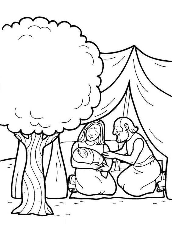 Abraham Sarah And Baby Coloring Page