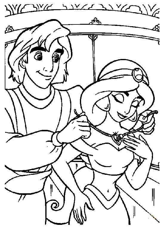 Aladin Love Coloring Page