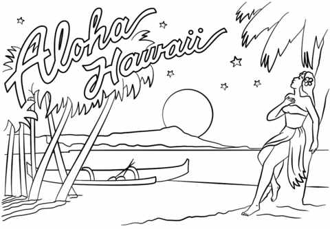 Aloha Hawaii Coloring Page