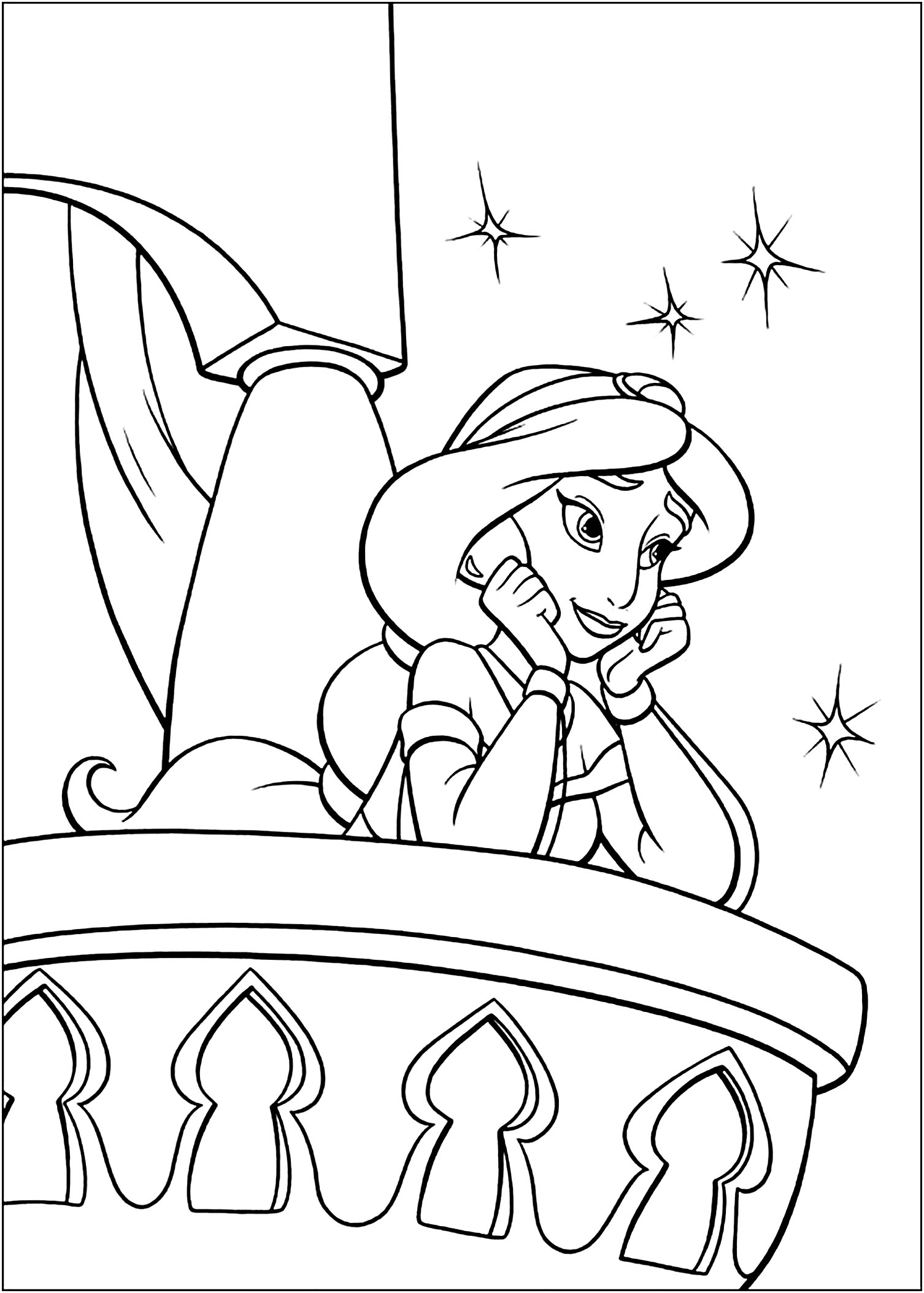 Jasmine Is Thinking Coloring Pages   Coloring Cool