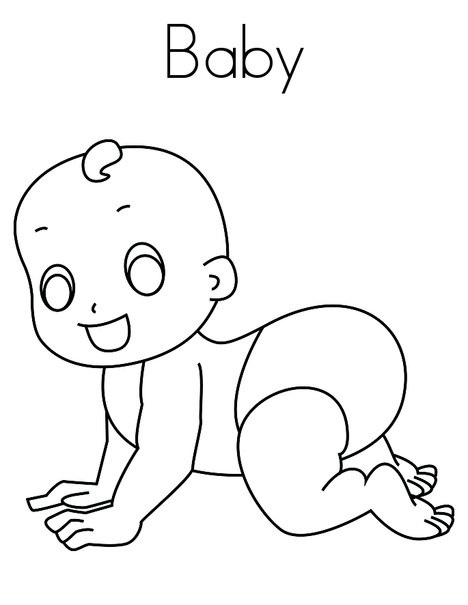 Baby Boy With Diaper Coloring Page