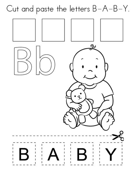 Baby Boy With Letters Coloring Page