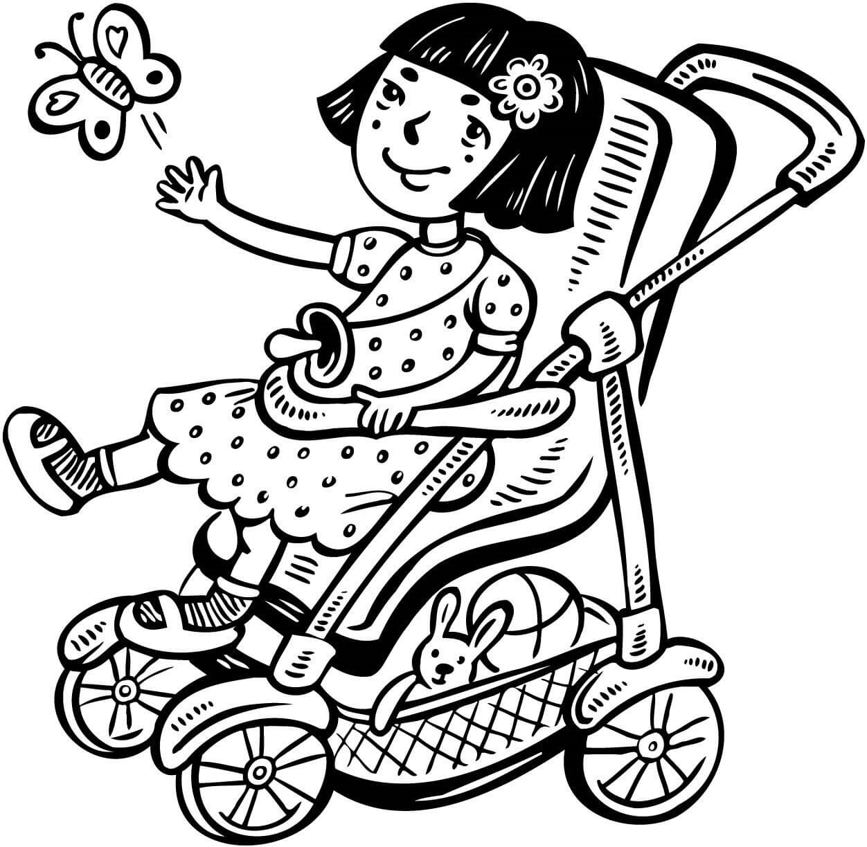Baby Girl In Her Stroller