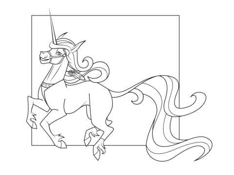 Cute Adult Unicorn Coloring Page
