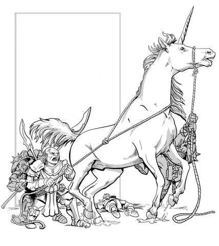 Dnd Unicorn Adult Coloring Page
