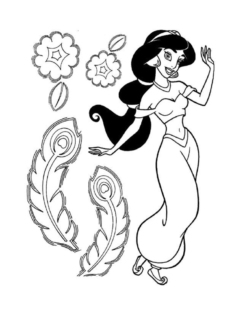 Flower And Jasmine Coloring Page