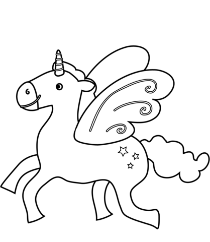 Flying Adult Unicorn Coloring Page