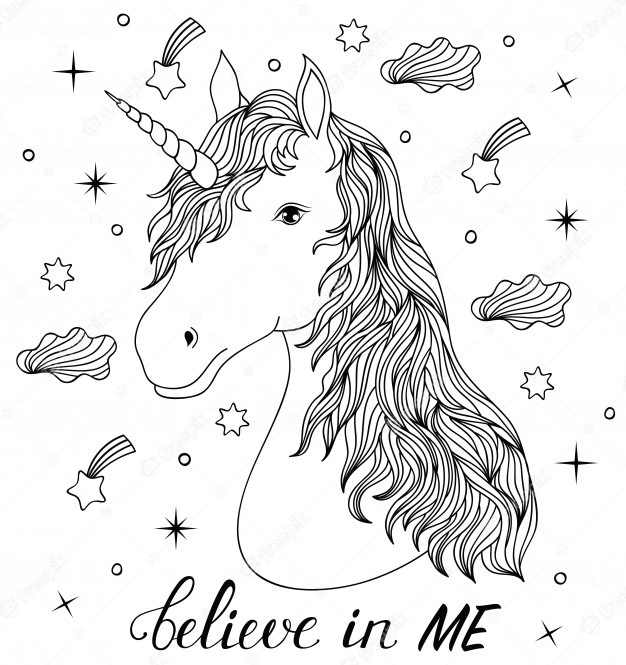 Head Hand Adult Unicorn Coloring Page