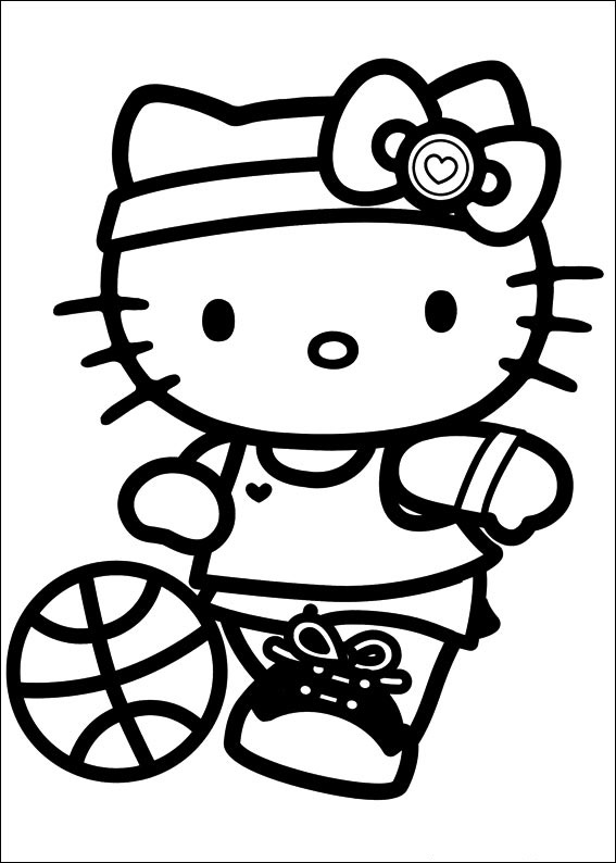 Hello Kitty Play Ball Coloring Page