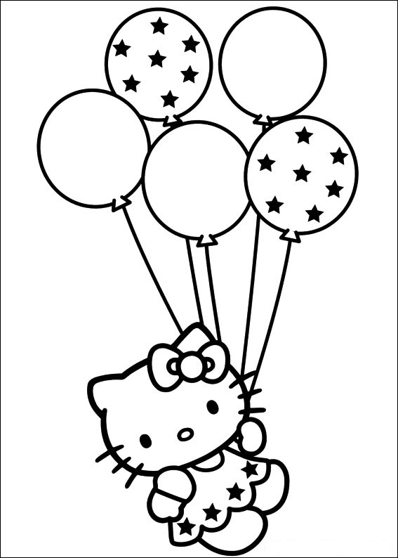 Hello Kitty And Ballons Coloring Page