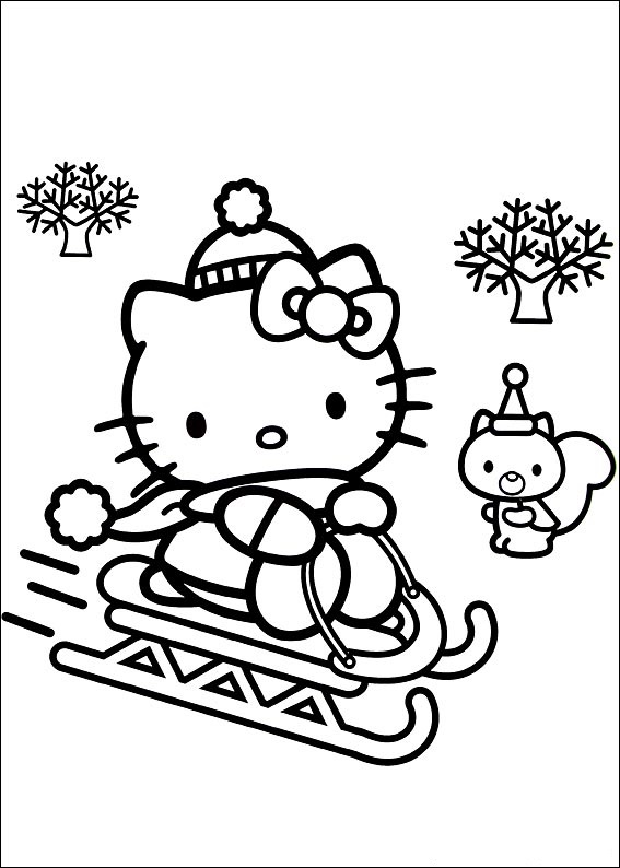 Nice Hello Kitty Christmas Coloring Page