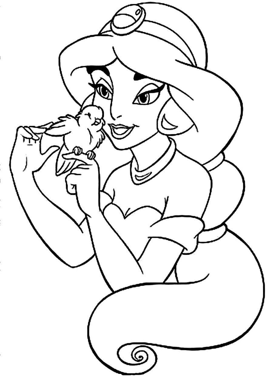 Jasmine And Bird Coloring Pages   Coloring Cool